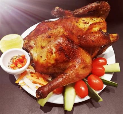  Tandoor Chicken: Thịt Gà Nướng Hầm Trong Lò Bấc Cổ Truyền Kết Hợp Với Gia Vị Cay Nồng